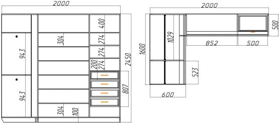 Шкаф-купе Реголит тип Угловой  количество дверей: Четырёхдверные  фасад ЗеркалоЛДСП